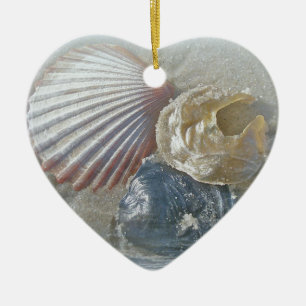 Seashellen en Surf Keramisch Ornament