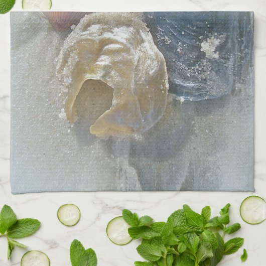 Seashellen en Surf Theedoek (Gevouwen)