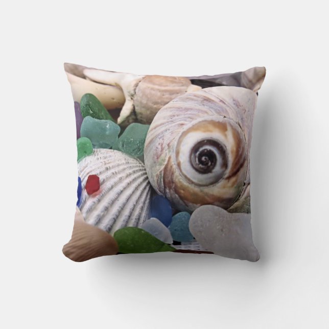 Seashellen en zeeen glas - kussenblokken kussen (Voorkant)
