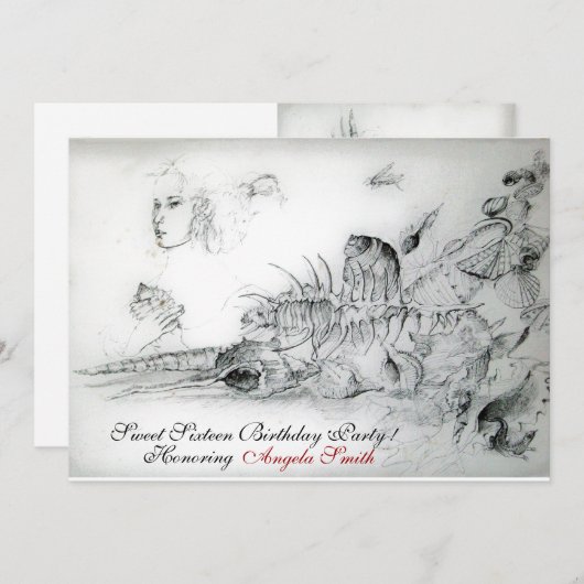 SEASHELLEN ZWEET SIXTEEN PARTIJ, Ruby Monogram Kaart (Voorkant / Achterkant)