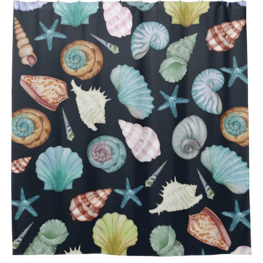 Seashellingspatroon Douchegordijn (Voorkant)