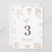 Seashells 5x7 Pearls Nautical Wedding Table Number Kaart (Achterkant)