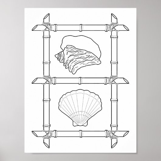 Seashells Adult Coloring Poster (Voorkant)