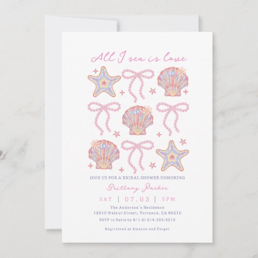 Seashells All I Zee is Love Beach Vrijgezellenfees Kaart (Voorkant)
