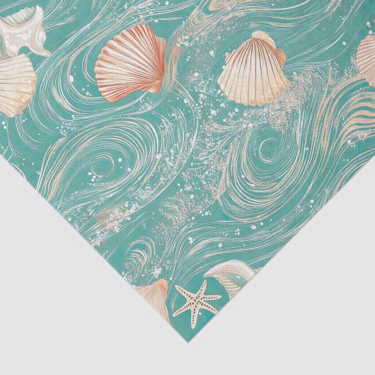 Seashells and Ocean Waves Pattern (10) Tissuepapier (Detail)