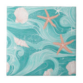 Seashells and Ocean Waves Pattern (13) Tegeltje (Voorkant)