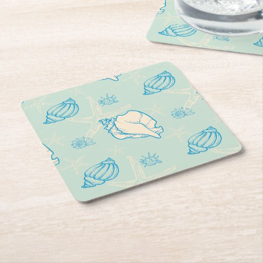 Seashells and starfish kartonnen onderzetters (Schuin)