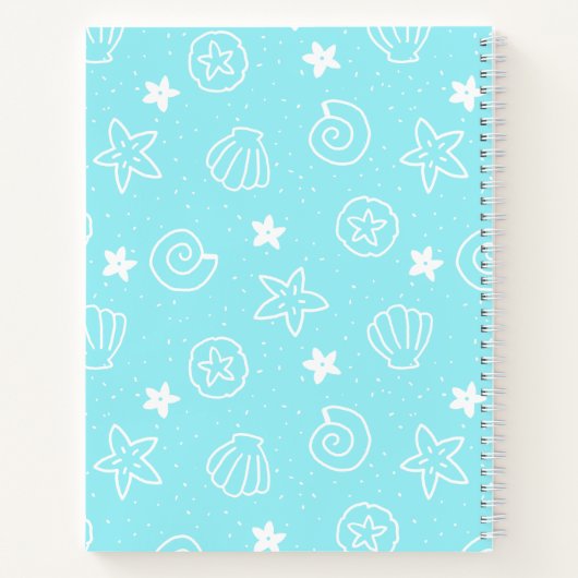 Seashells and Starfish Light Blue Pattern Notitieboek (Achterkant)