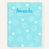 Seashells and Starfish Light Blue Pattern Notitieboek (Voorkant)