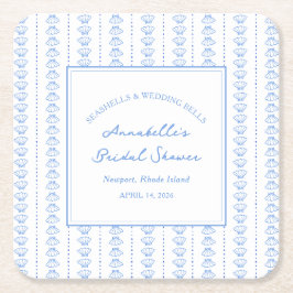 Seashells and Wedding Bells Bridal Shower Coastal  Kartonnen Onderzetters