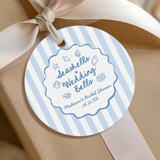 Seashells and Wedding Bells Coastal Bridal Shower Bedankjes Labels