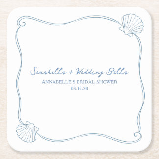 Seashells and Wedding Bells Coastal Bridal Shower Kartonnen Onderzetters