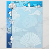 Seashells Aqua Ocean Letterhead Stationery (Voorkant)