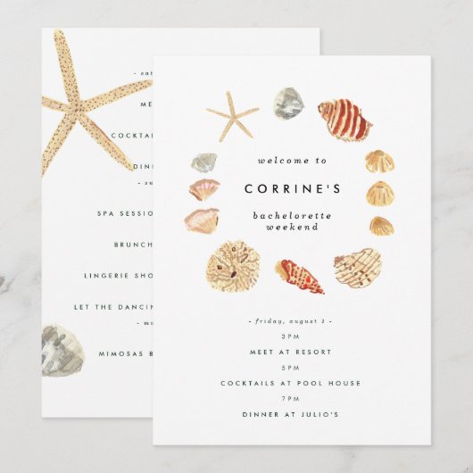 Seashells Bachelorette Party Route Extra Dag Kaart (Voorkant / Achterkant)