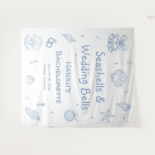 Seashells Bachelorette Party Welkom Wandkleed (Voorkant (horizontaal))