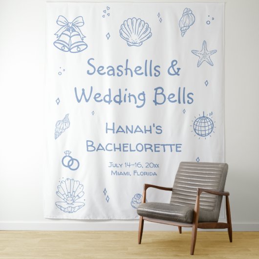 Seashells Bachelorette Party Welkom Wandkleed (In situ)