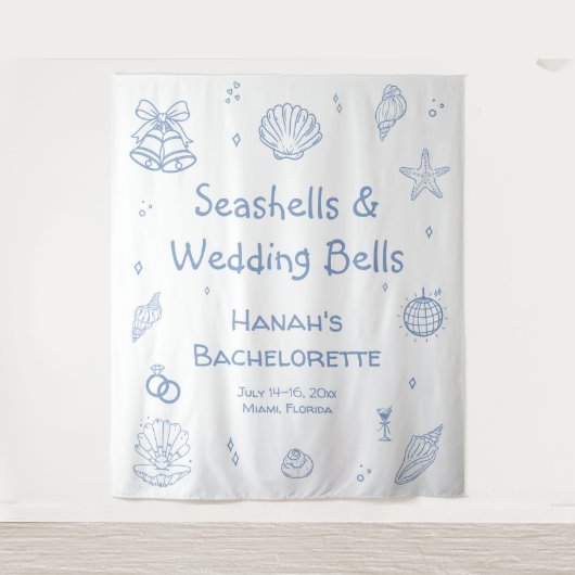 Seashells Bachelorette Party Welkom Wandkleed (Voorkant)