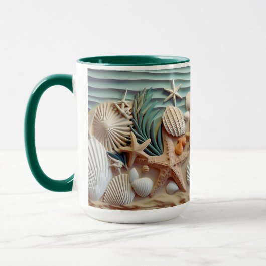 Seashells Beach 3D-Mok – Geniet van de zeewind Mok (Links)