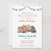 Seashells Beach Baby shower Kaart (Voorkant)