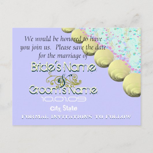 SeaShells Beach Bruiloft Aankondigingskaart (Achterkant)