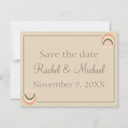Seashells Beach bruiloft charme Save The Date (Voorkant)