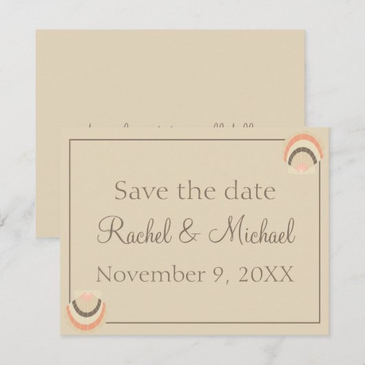 Seashells Beach bruiloft charme Save The Date (Voorkant / Achterkant)