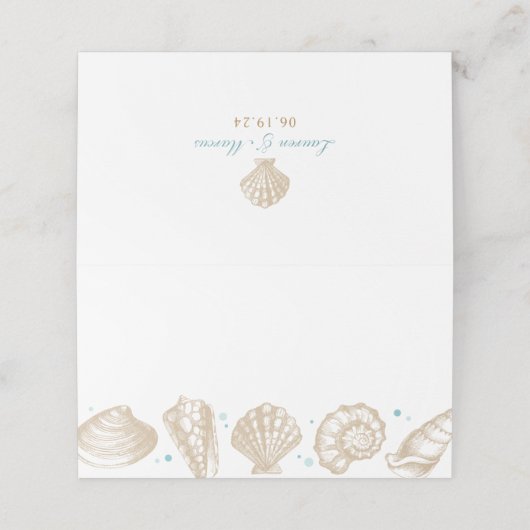 Seashells Beach bruiloft nautische escort Plaatskaartje (Buitenkant ongevouwen)