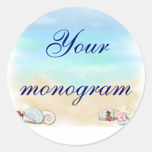 Seashells Beach Bruiloft Thema Envelope Seals Labe Ronde Sticker