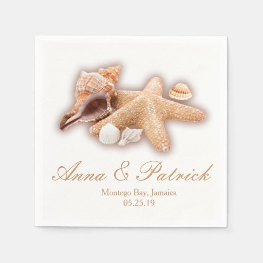 Seashells Beach Destination Wedding Custom Party Servetten (Voorkant)