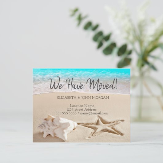 Seashells Beach Moving Aankondigingskaart (Staand voorkant)