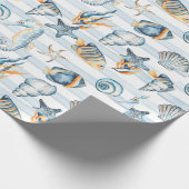 Seashells Beach Ocean Zee Water Pattern Art Cadeaupapier (Hoek)