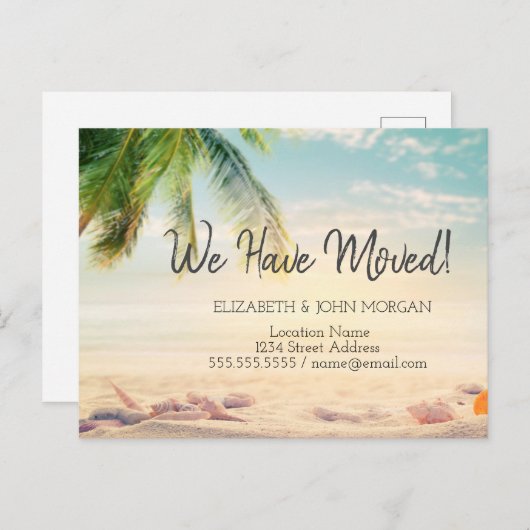 Seashells Beach PalmMoving Aankondigingskaart (Voorkant / Achterkant)
