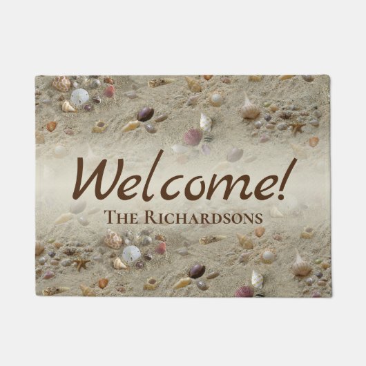 Seashells Beach Personalized Welcome Doormat Deurmat (Voorkant)