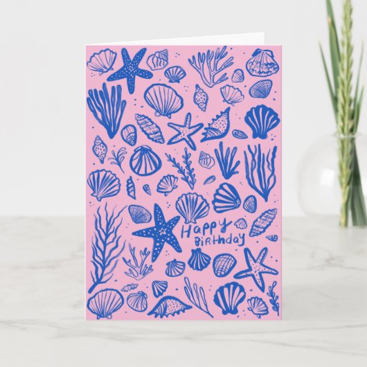 Seashells Beach Shells Ocean Happy Birthday Kaart (Voorkant)
