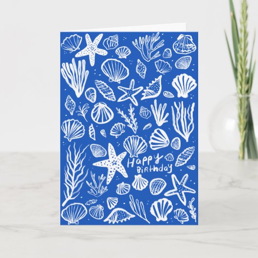Seashells Beach Shells Ocean Happy Birthday Kaart (Voorkant)