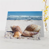 SEASHELLS BEACH TROPICAL BIRTHDAY WENSKAART KAART (Gele Bloem)
