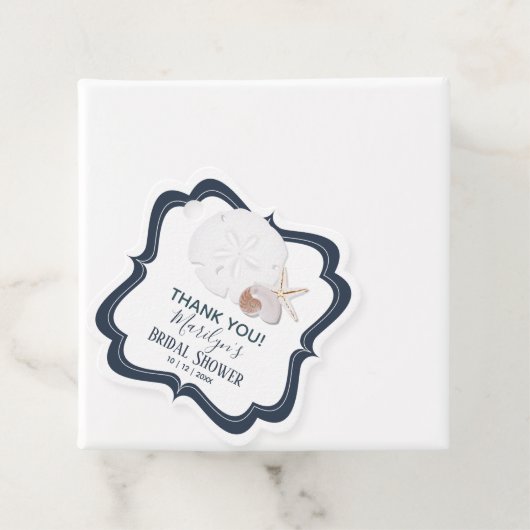 Seashells Beach Wedding Bedankjes Labels (In situ)