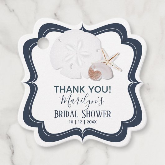 Seashells Beach Wedding Bedankjes Labels (Voorkant)