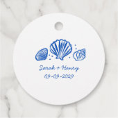 Seashells Beach Wedding Blauw Wit CUSTOM Bedankjes Labels (Achterkant)