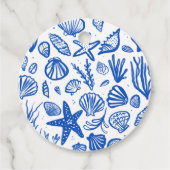 Seashells Beach Wedding Blauw Wit CUSTOM Bedankjes Labels (Voorkant)