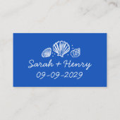 Seashells Beach Wedding Blauw Wit CUSTOM Plaatskaartje (Achterkant)