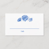 Seashells Beach Wedding Blauw Wit CUSTOM Plaatskaartje (Voorkant)