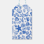 Seashells Beach Wedding Blauw Wit Schattige Seasid Cadeaulabel (Voorkant)
