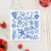 Seashells Beach Wedding Blauw Wit Schattige Seasid Servet (Insitu)