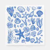 Seashells Beach Wedding Blauw Wit Schattige Seasid Servet (Voorkant)