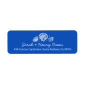Seashells Beach Wedding Blue White CUSTOM Address Etiket (Voorkant)