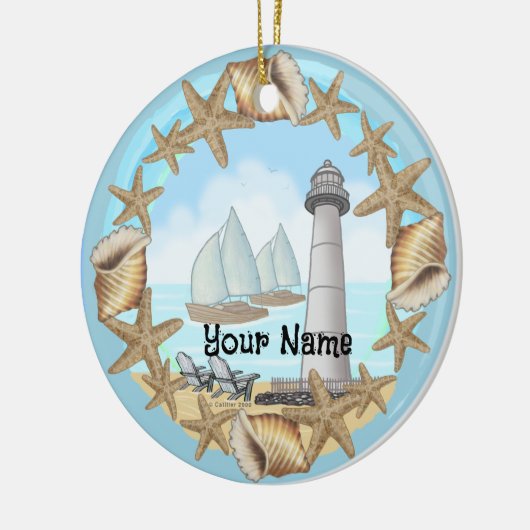Seashells Biloxi Lighthouse Ornament (Links)