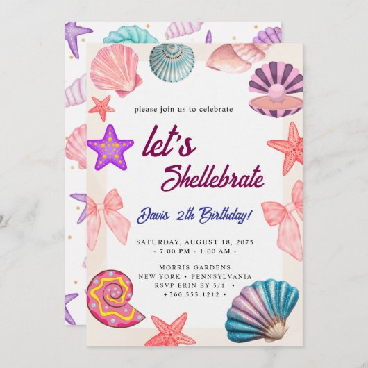 seashells  Birthday  Kaart (Voorkant / Achterkant)