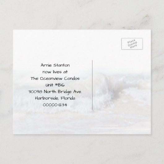 Seashells Black and White New Address Notice Briefkaart (Achterkant)