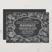  Seashells Black Beach bruiloft uitnodigingen (Voorkant / Achterkant)